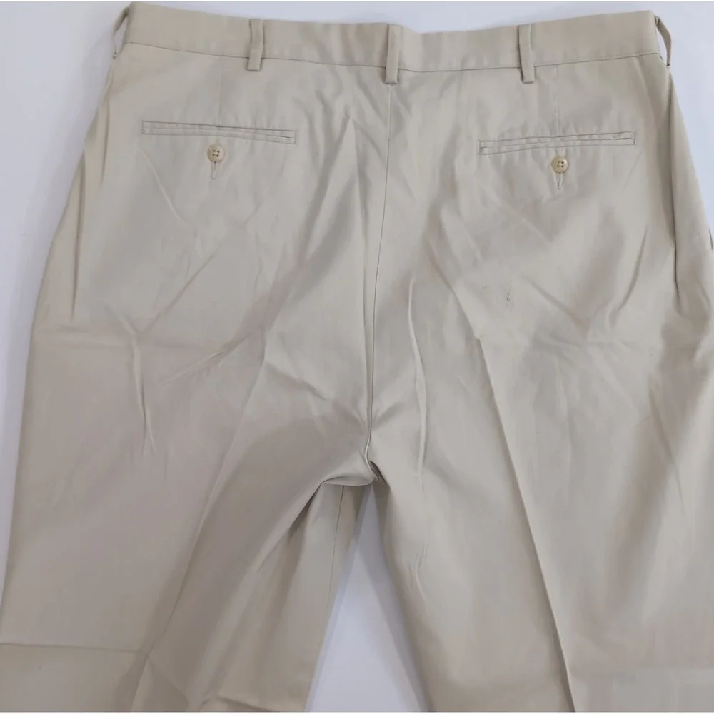 Vintage Polo Ralph Lauren Mens 38x30 Tan Pleated Chino Pants Cotton Trousers